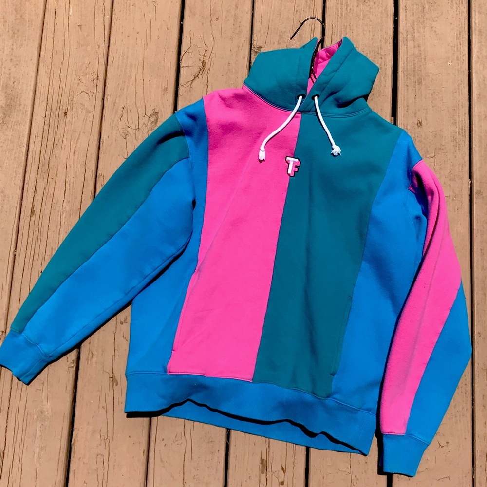 Teddy Fresh Colorblock Hoodie, pink & blue, Large